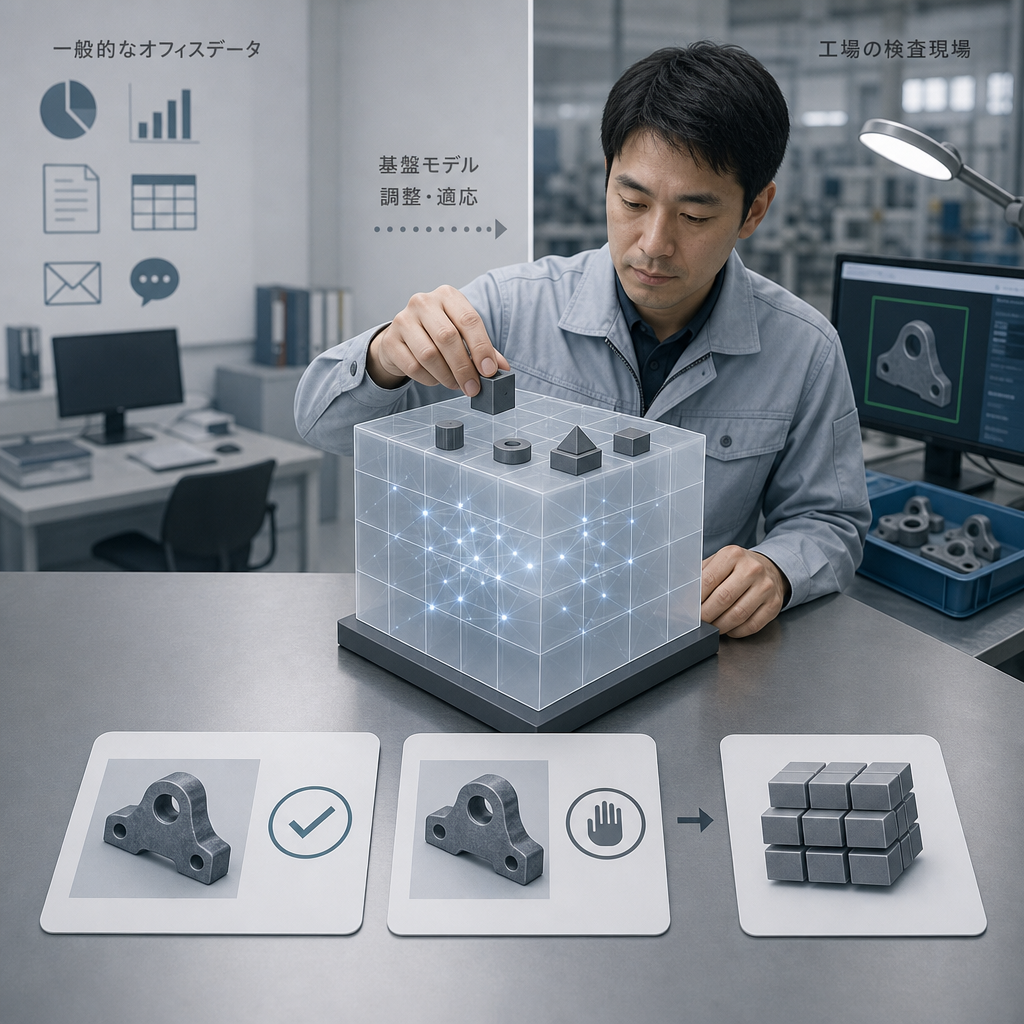 専門業務データでAIモデルを調整するファインチューニングのイメージ