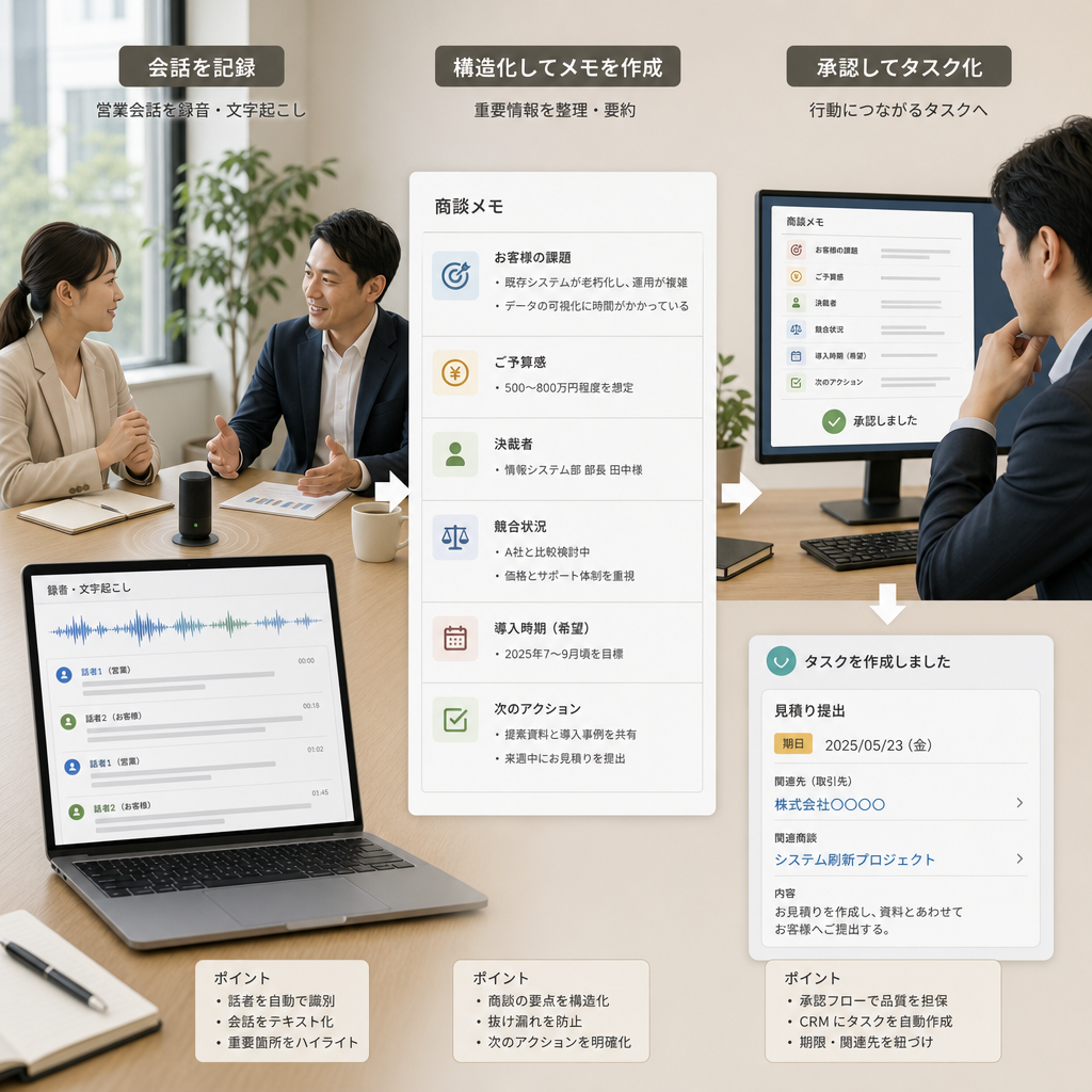 商談の録音データからAI議事録を作成している営業チーム