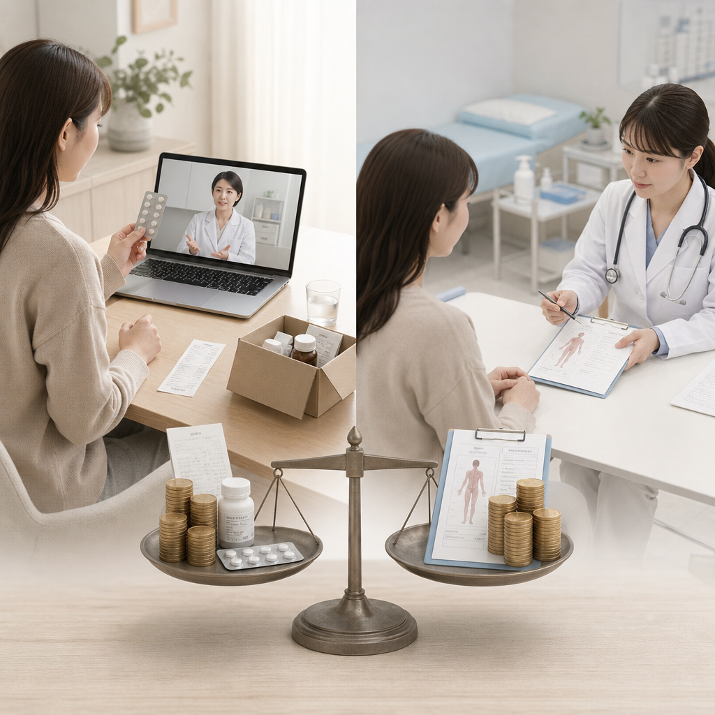 保険診療と自由診療の費用を比較するイメージ