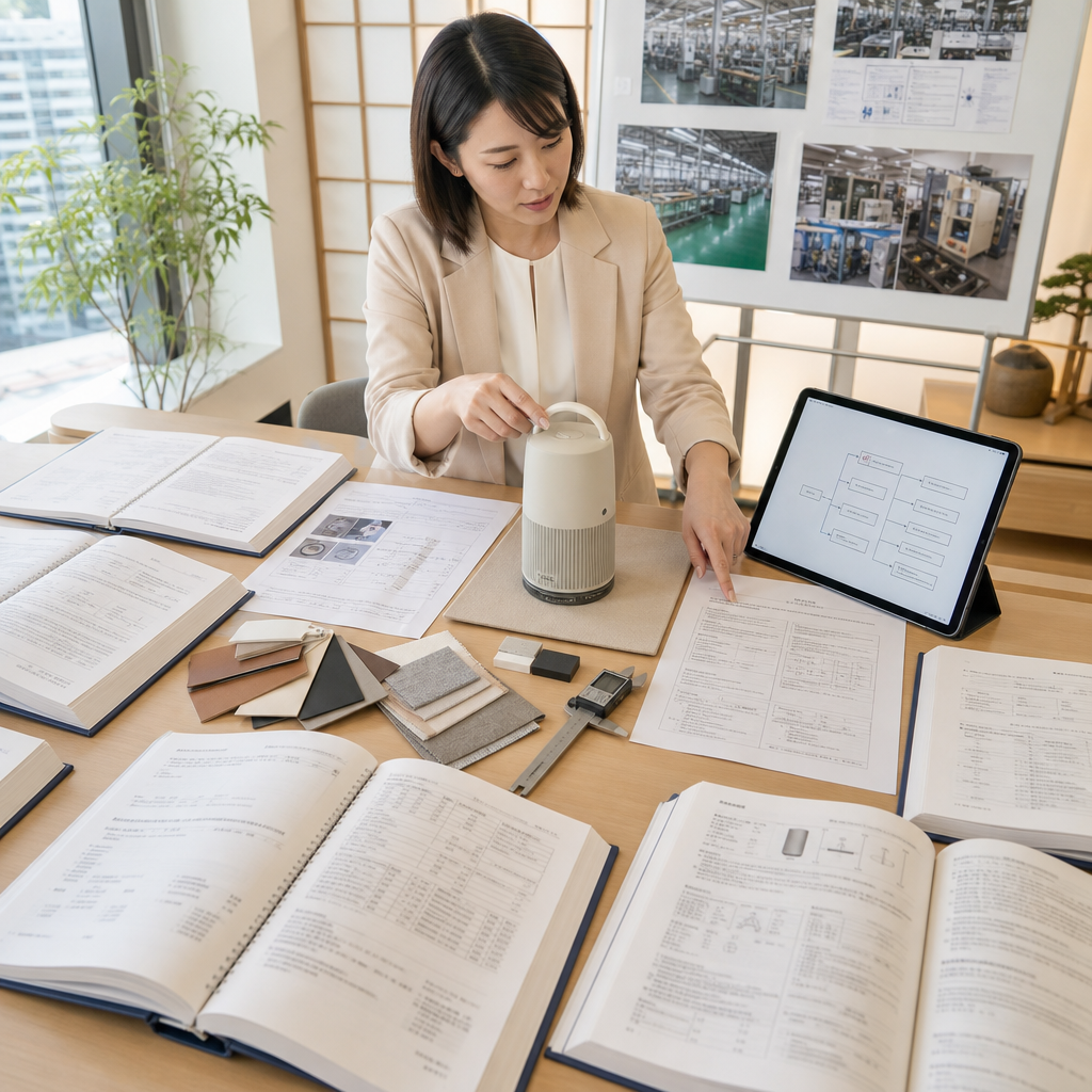工程師查閱日本工業標準與產品規格文件