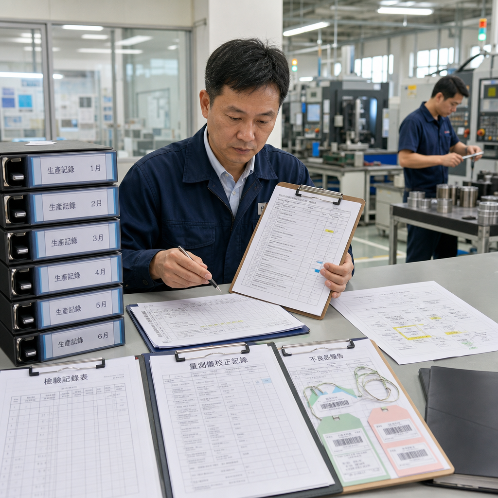 工廠品質管理人員進行產品抽樣檢驗