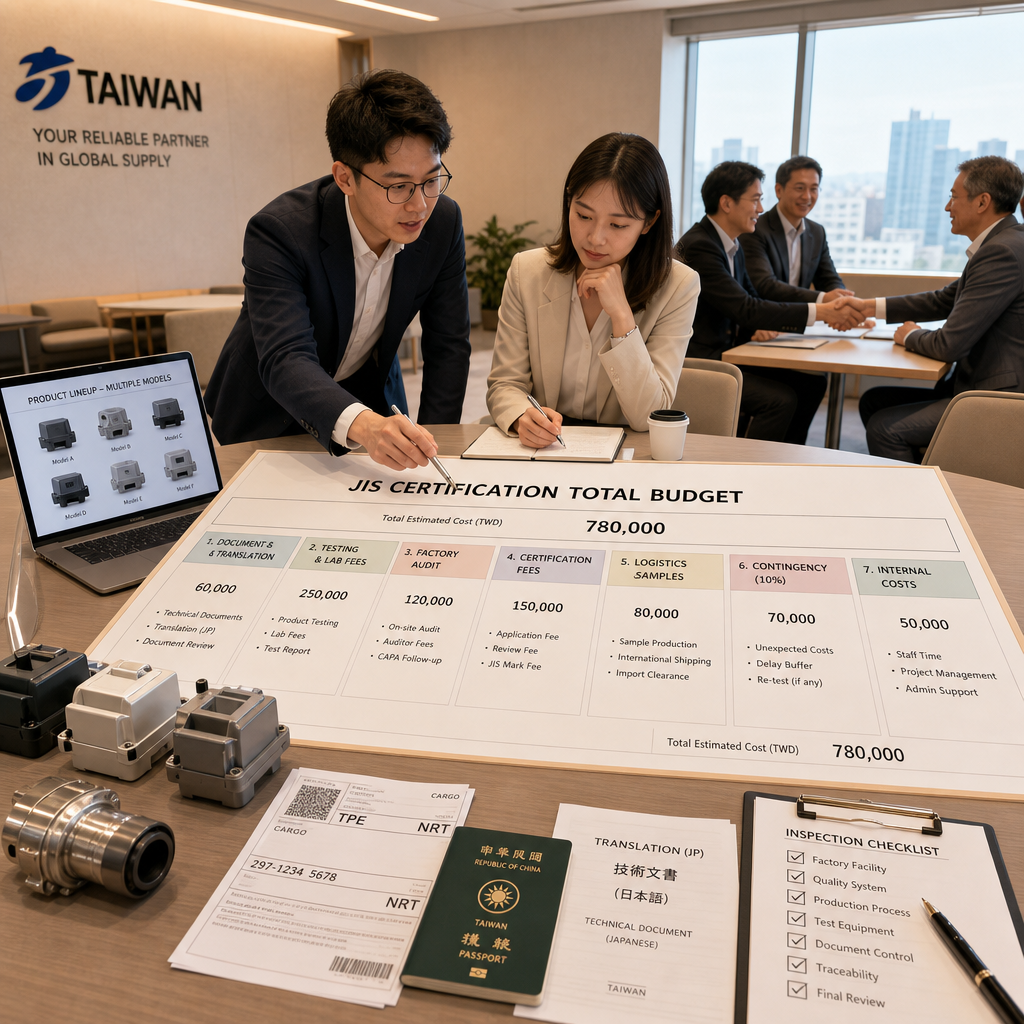 企業團隊討論日本市場產品認證成本與策略