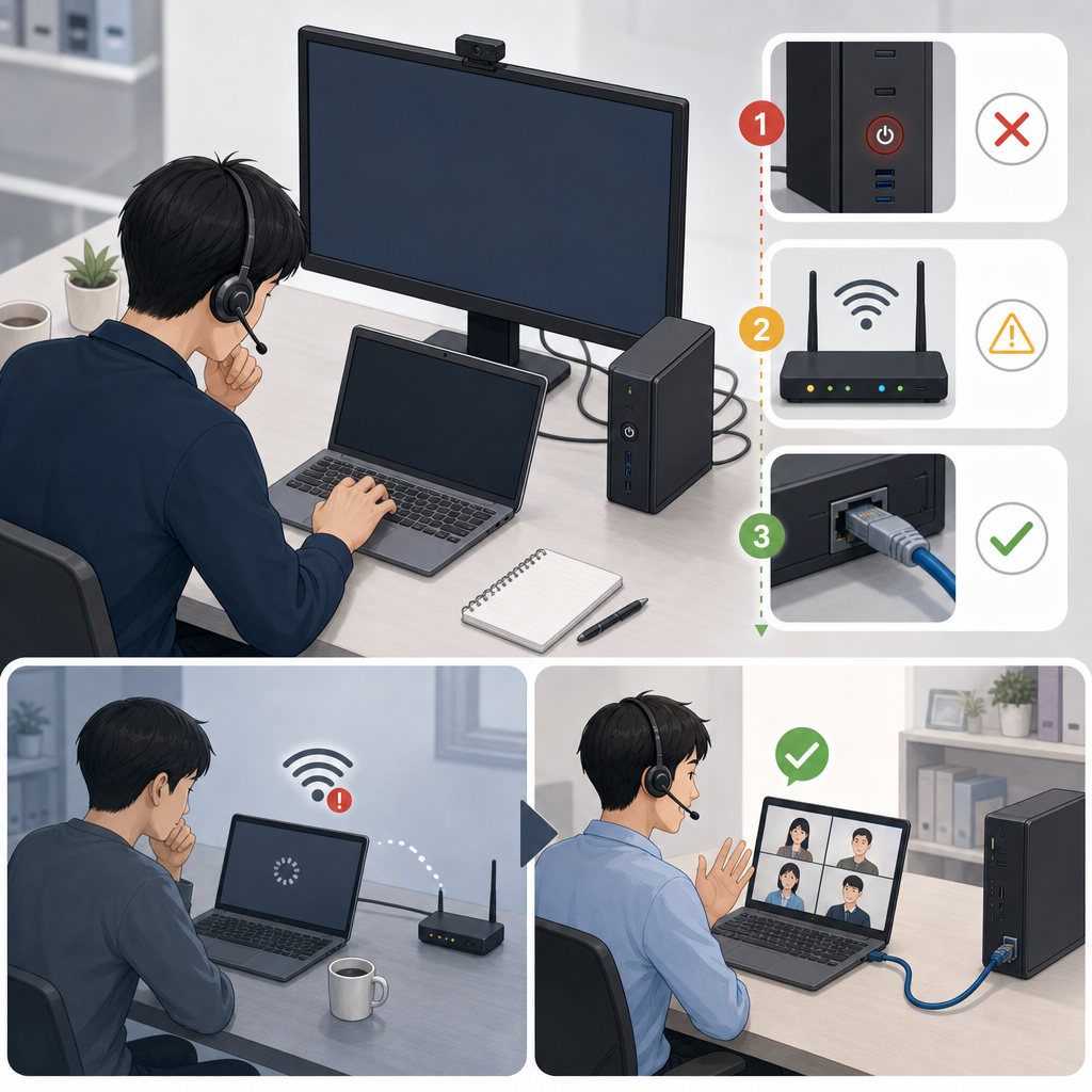 リモート接続エラーを順番に診断するIT担当者