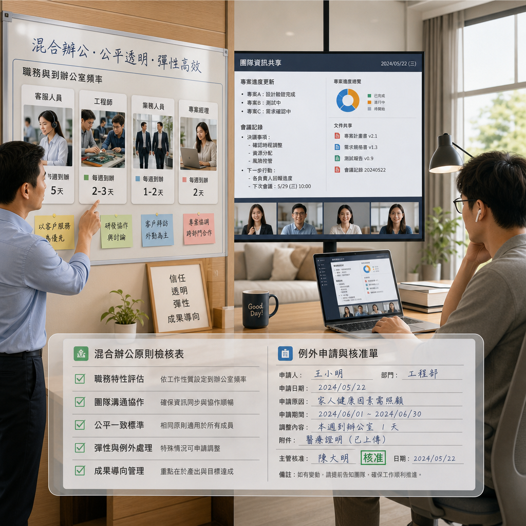 團隊成員在辦公室與居家環境進行混合協作