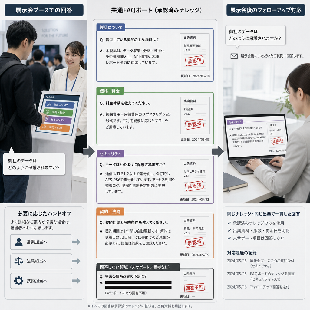 営業チームが展示会向けFAQを確認する画面