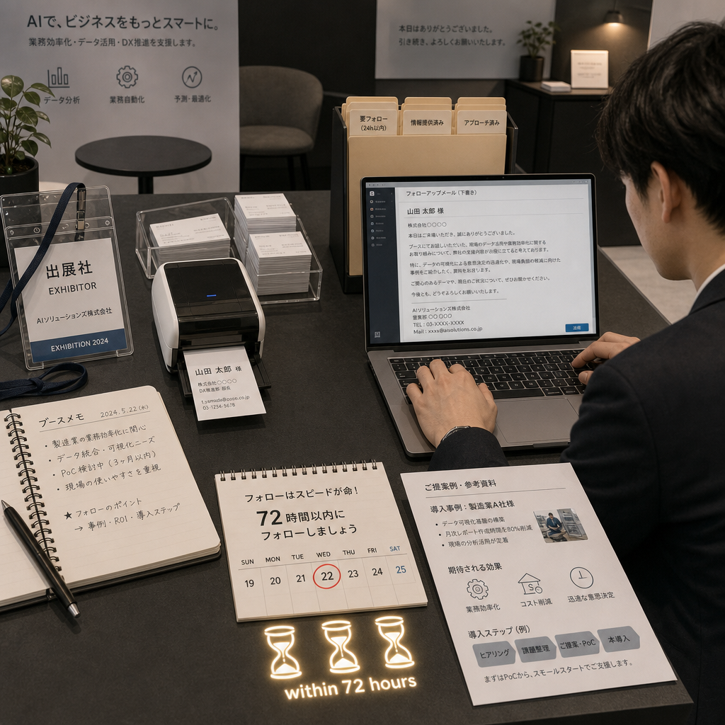 展示会後のパーソナライズ営業メールを作成するAI画面