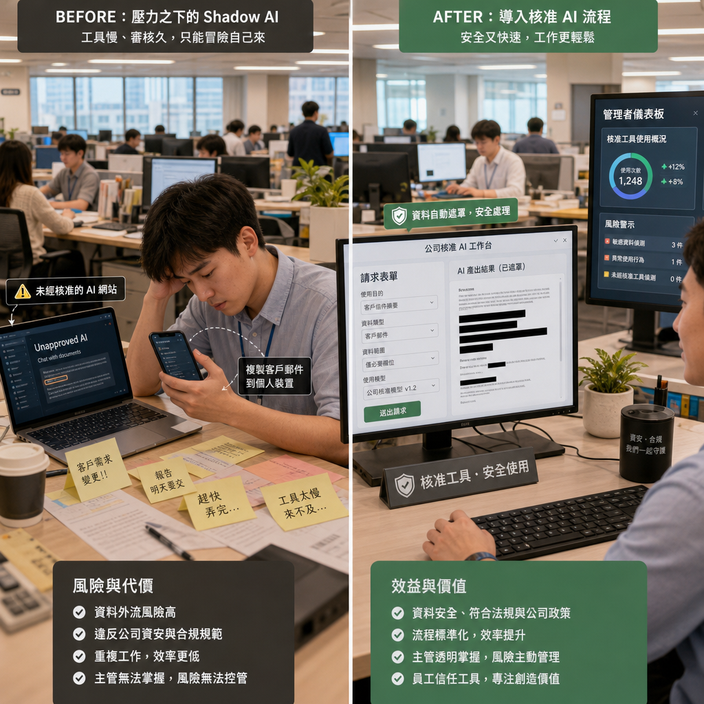 資安團隊檢視未授權 AI 工具與企業資料流向