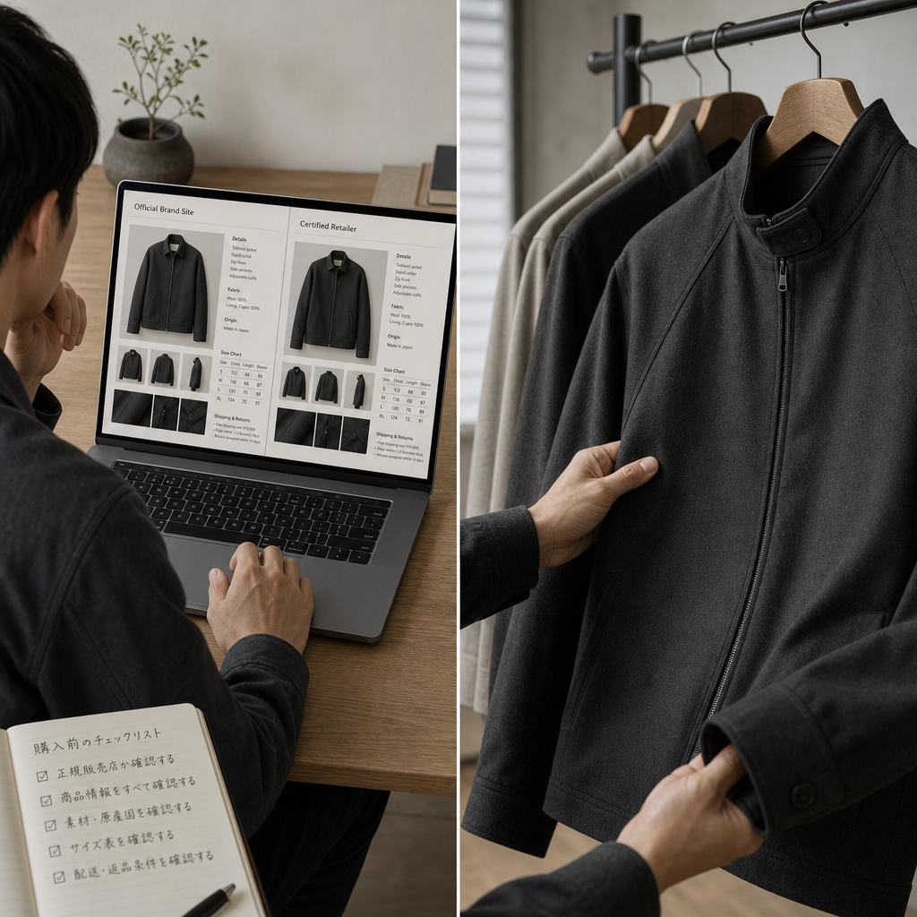 junhashimotoの商品をオンラインで比較する男性