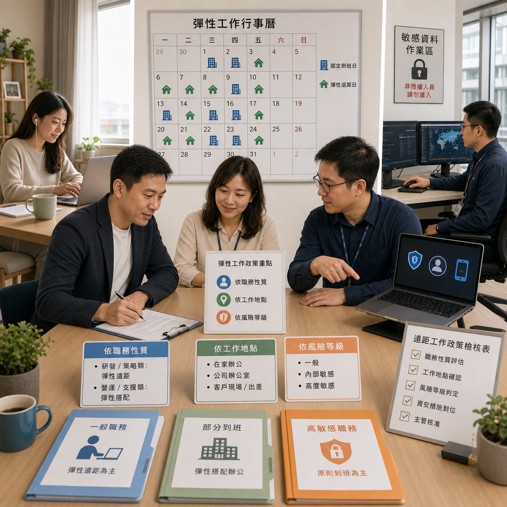 主管與遠端員工共同檢視遠距辦公政策文件