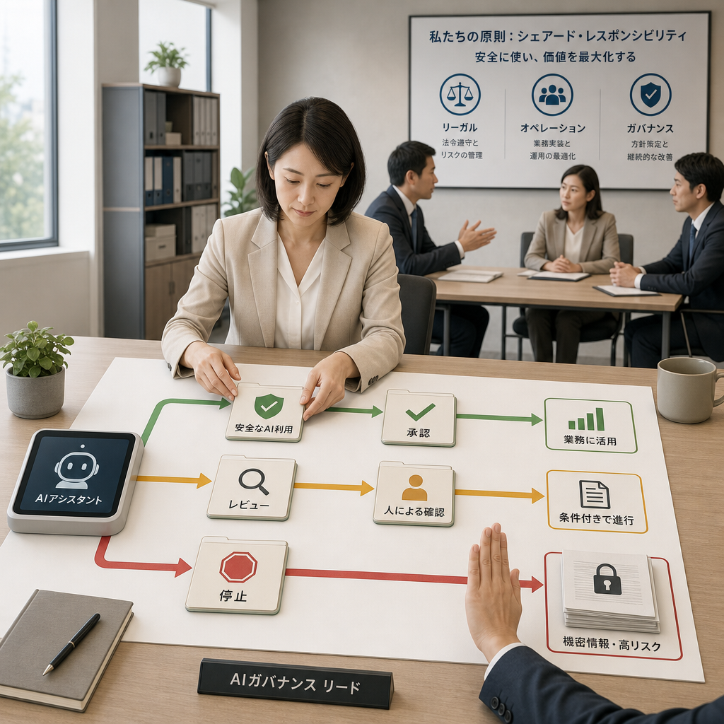 AI活用方針を確認する経営者とIT担当者