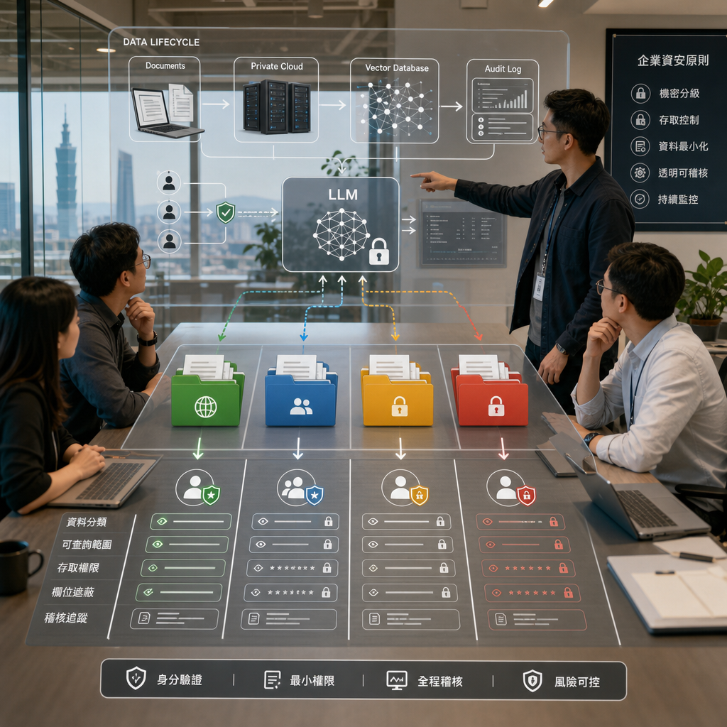 企業團隊檢視私有化大型語言模型部署架構與資料流向