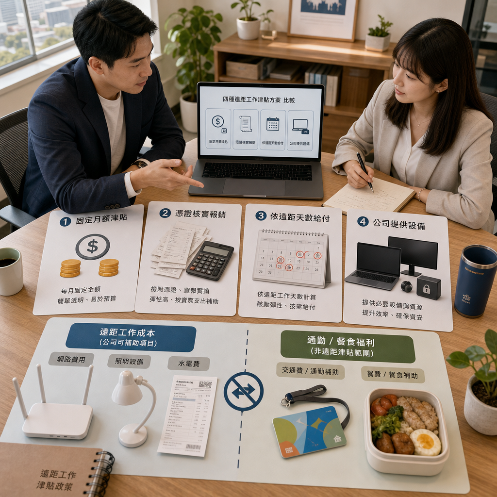 人資主管與遠端員工討論居家辦公補助政策