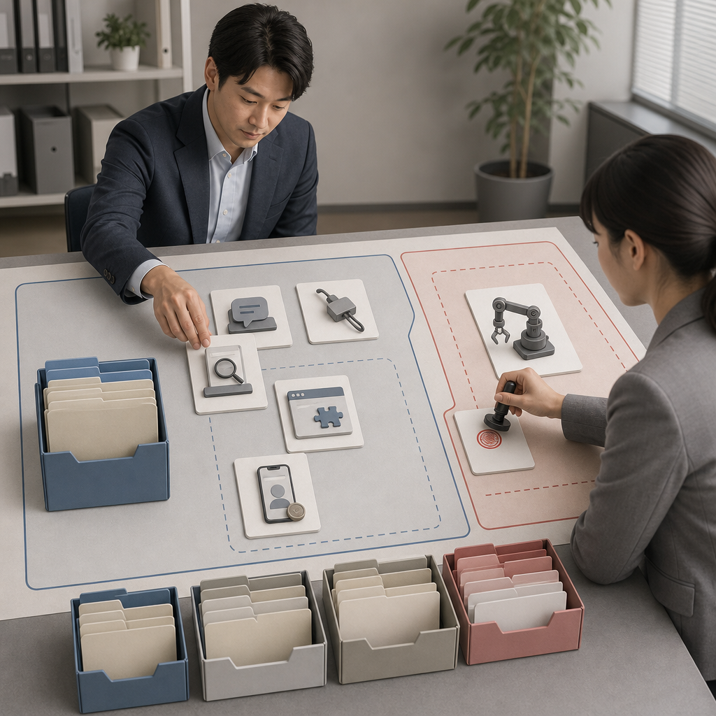 生成AIシステムの監査対象を整理する担当者