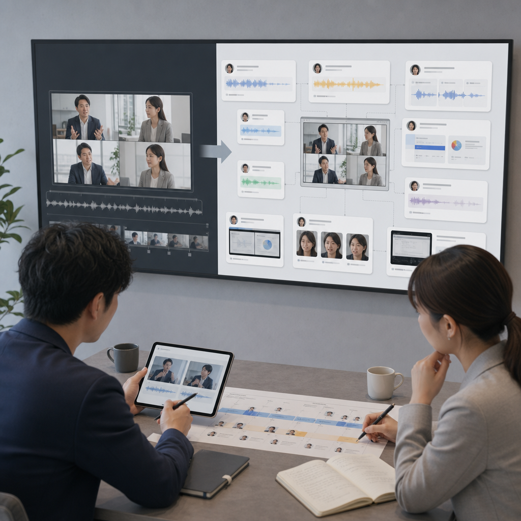 営業商談の録画をAIで解析し会話と顧客反応を確認する営業チーム
