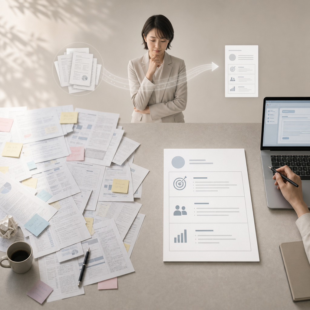 AIを活用して顧客向け提案書の構成を検討する営業チーム