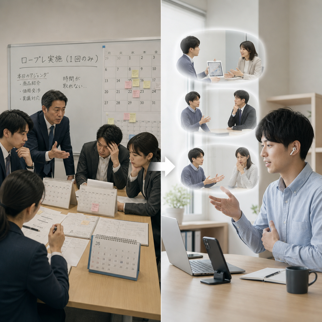 AIを相手に商談練習を行う営業担当者