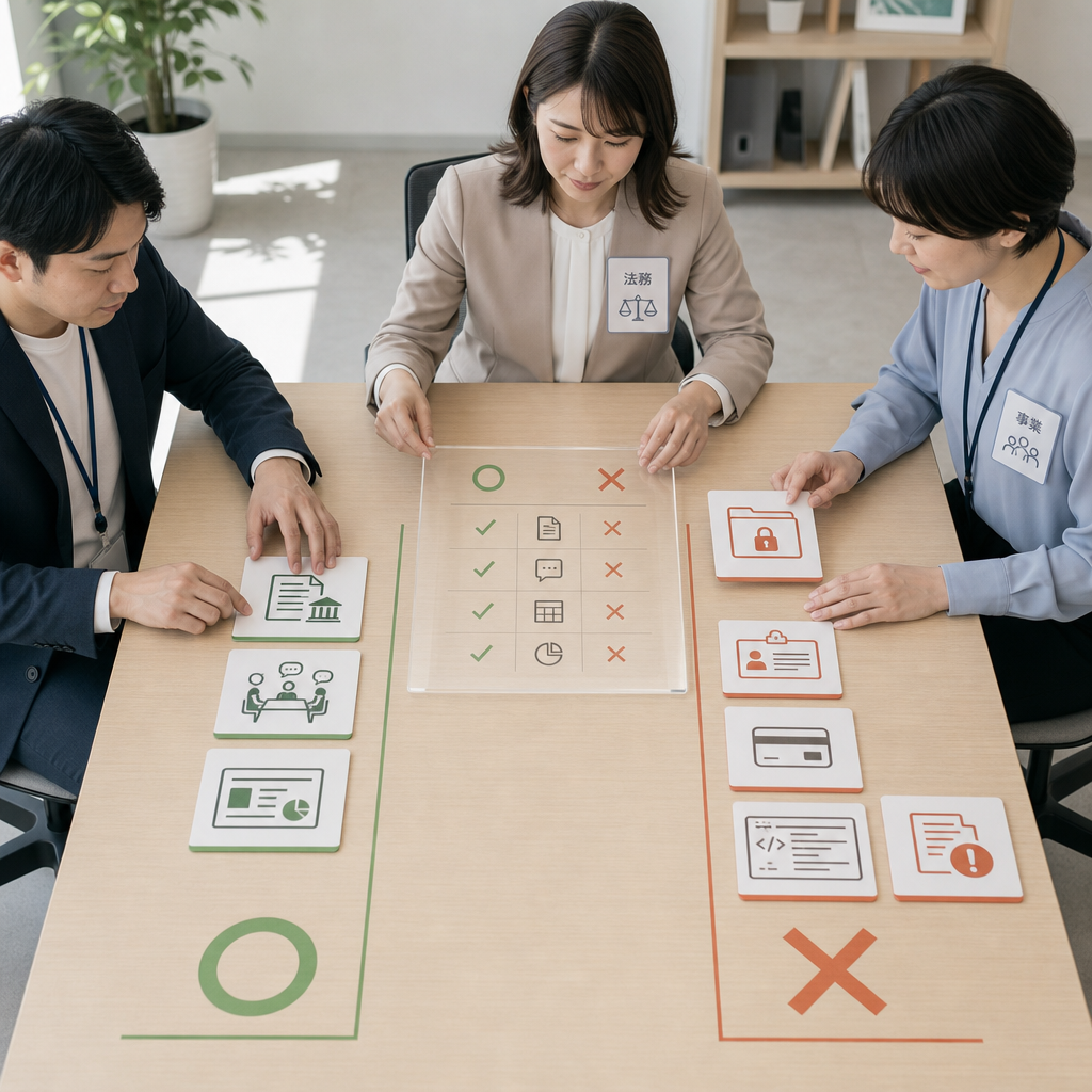 生成AI利用申請の対象範囲を検討する担当者