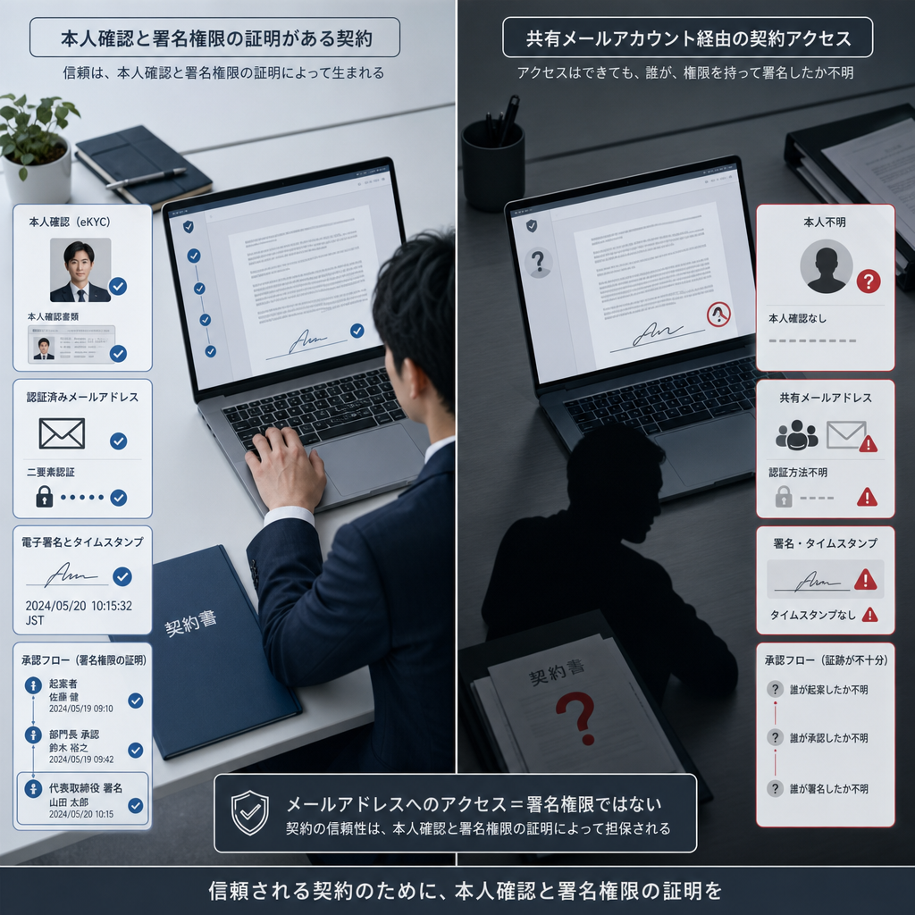 電子契約の本人確認とセキュリティを確認する担当者
