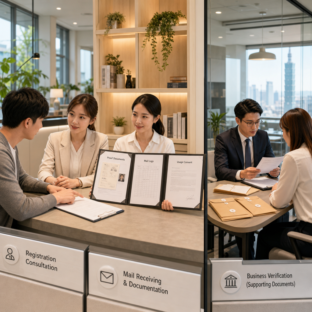 創業者檢查公司登記文件與商務中心地址