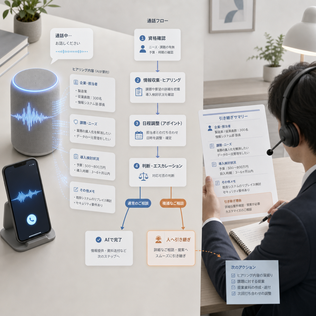 AI音声エージェントを活用して架電業務を管理する営業チーム