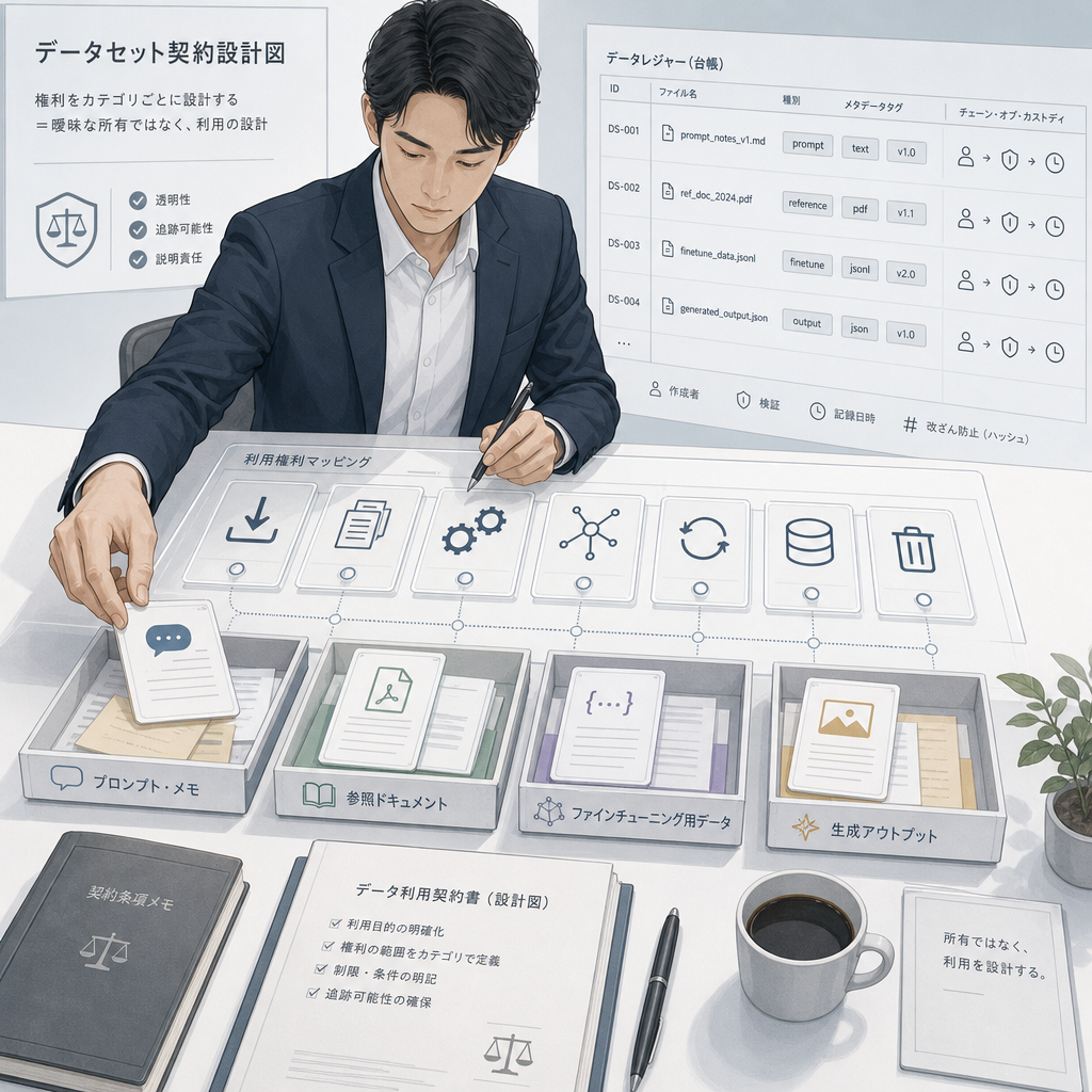 AI開発プロジェクトでデータ利用契約を確認するチーム