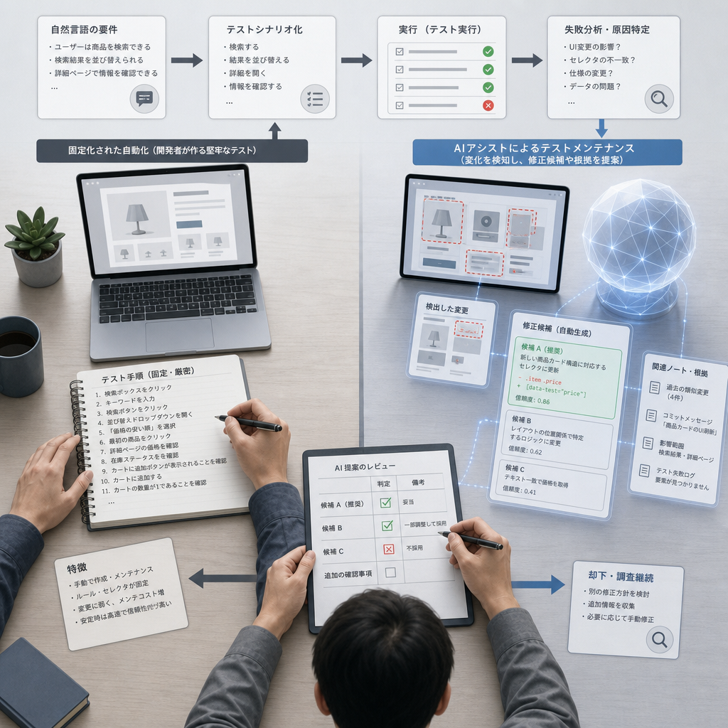 AIを活用したソフトウェアテストのライフサイクル図