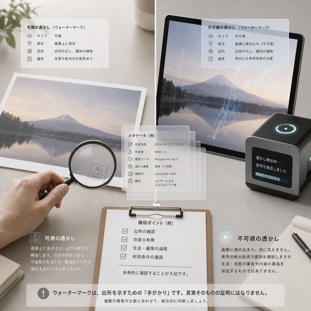 デジタルコンテンツに透かし情報を埋め込むイメージ