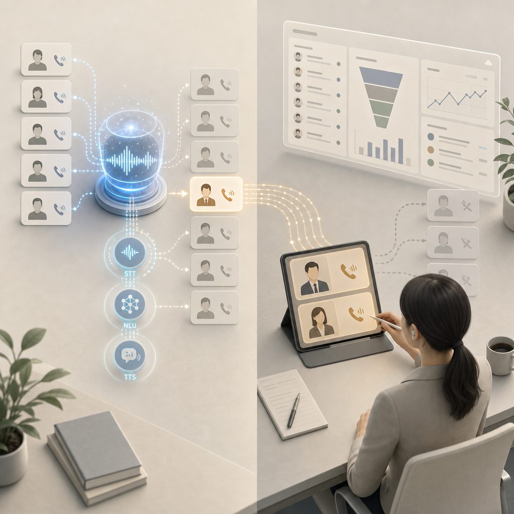 AI音声で営業電話の対応フローを確認する営業チーム