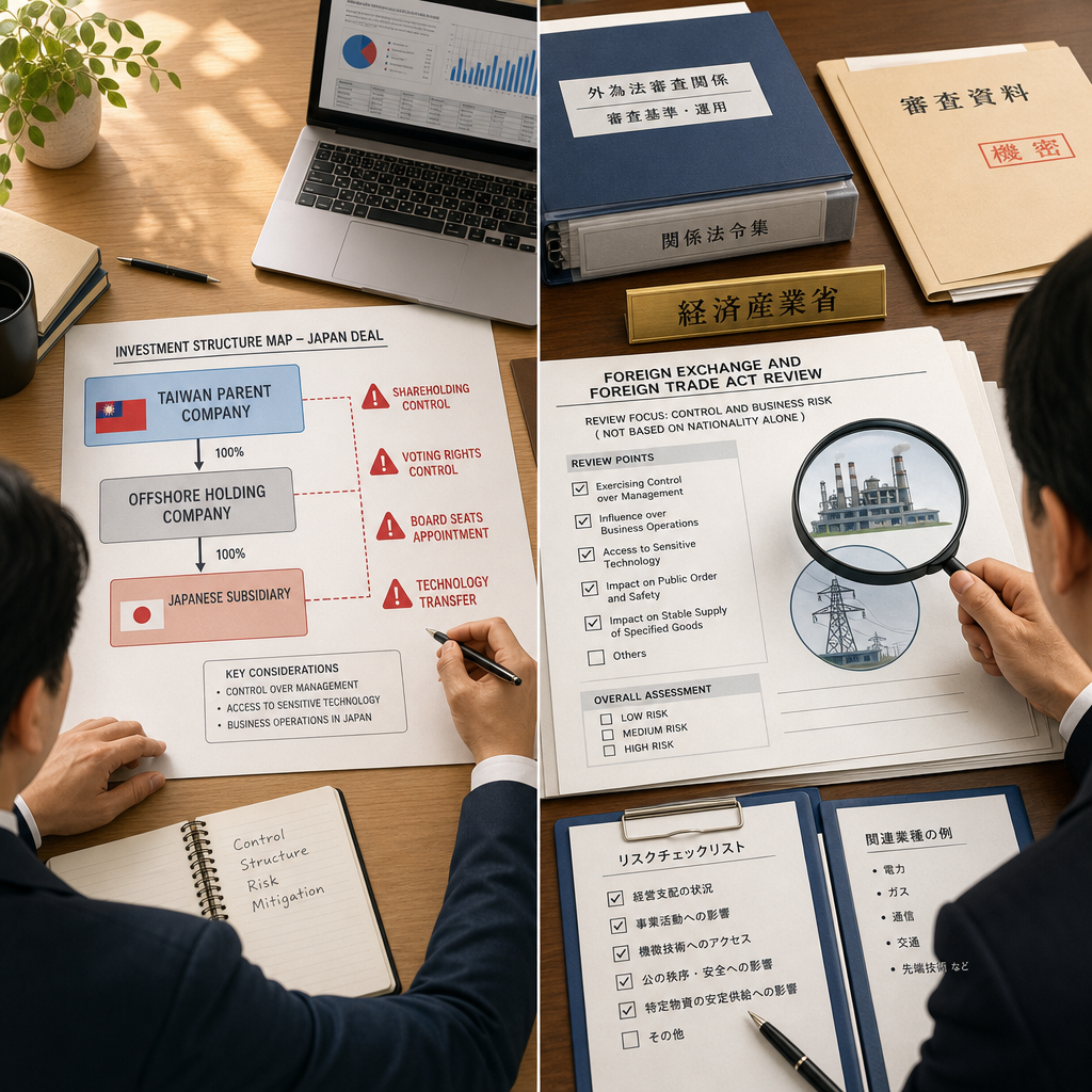 企業團隊檢視日本外資投資審查文件