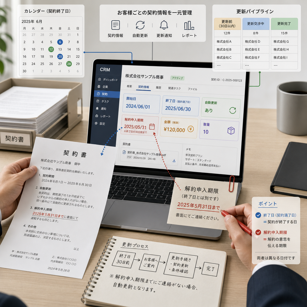 契約更新を管理する営業チームのダッシュボード