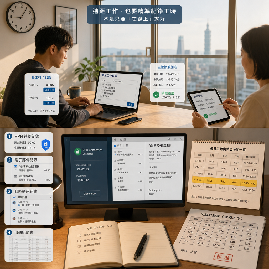 人資人員檢視遠端員工的出勤與加班紀錄
