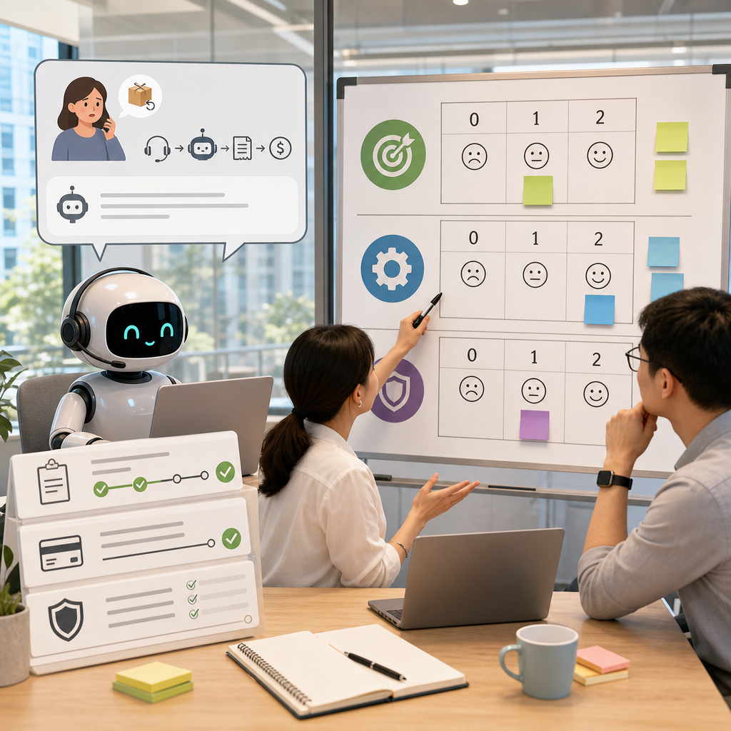 團隊檢視 AI 代理人任務評估儀表板與流程圖