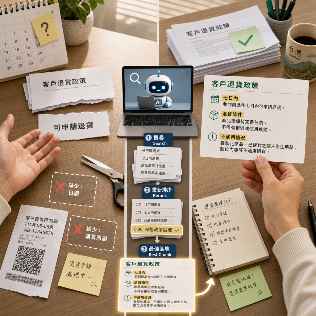 企業知識庫文件被切分並建立向量索引的流程圖