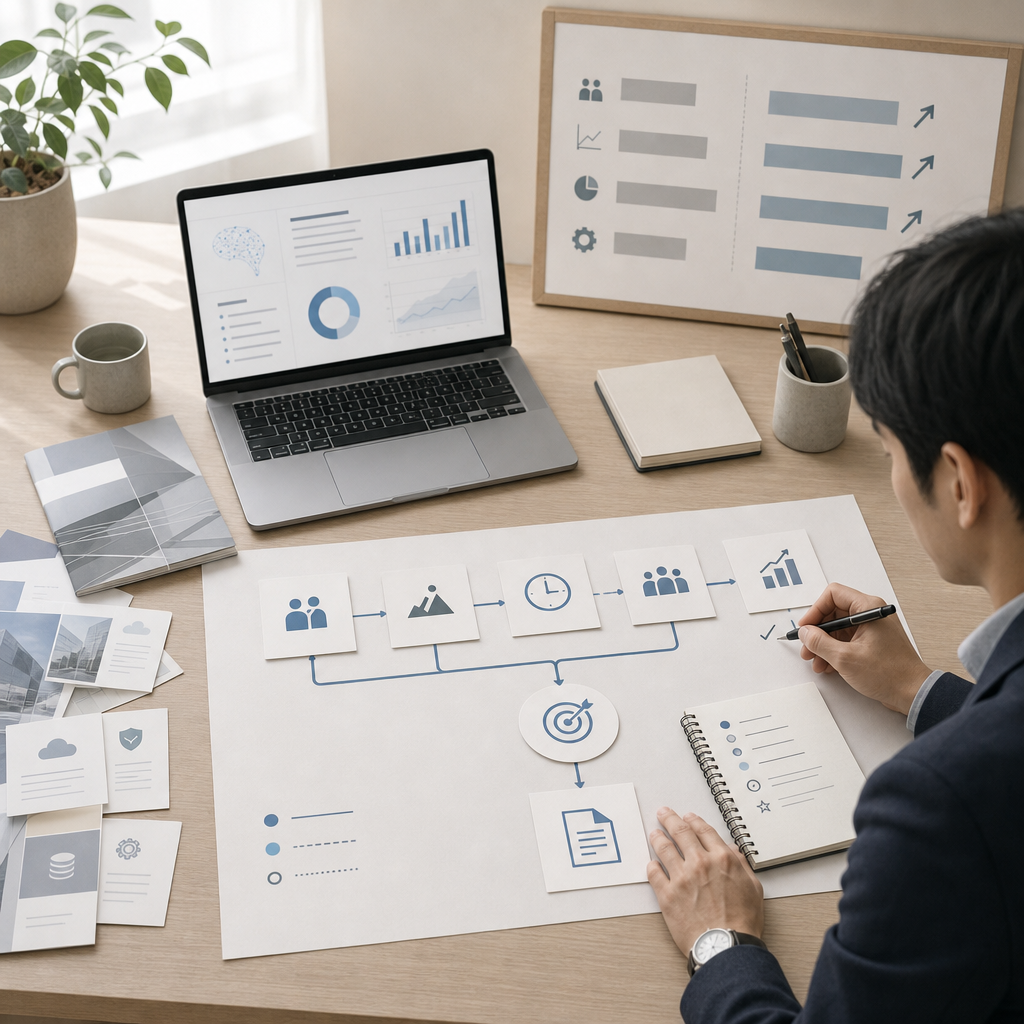 AIを活用して顧客別の営業提案を設計する担当者