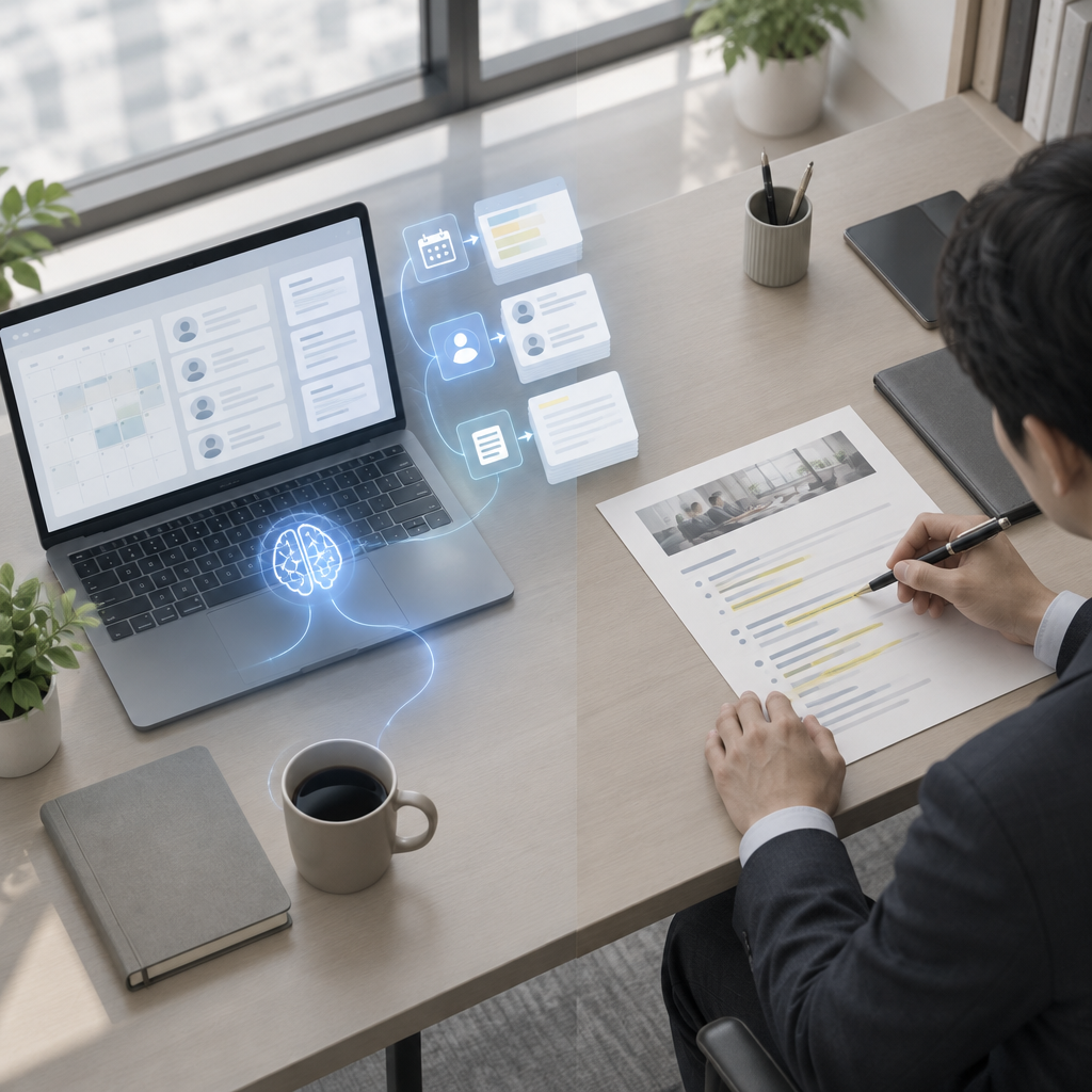 AIを活用して営業プロセスを分析する担当者