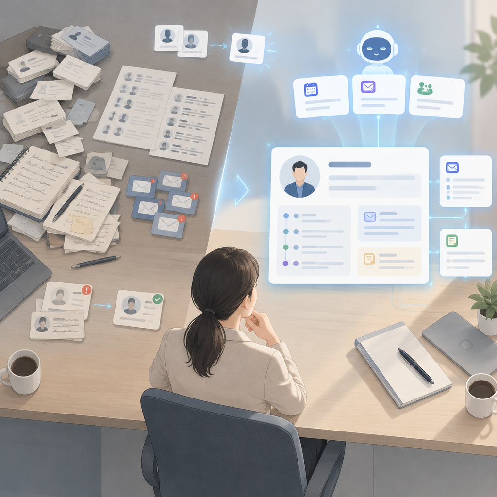 AIを活用して顧客情報を分析する営業チーム